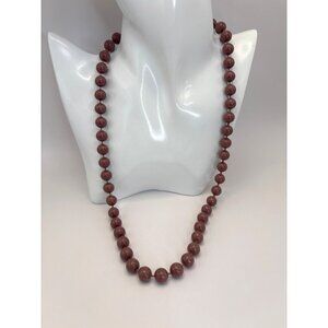 Vintage Beaded Acrylic Necklace Mocha Brown 22”